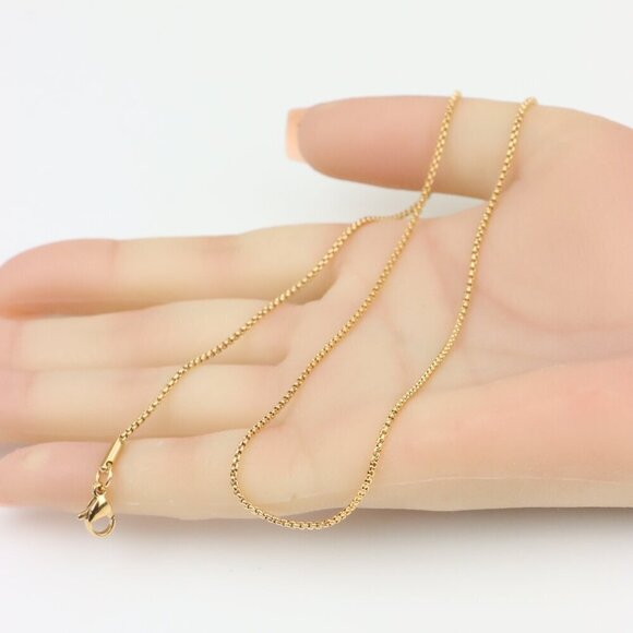 Elegant Rose Gold Box Chain Necklace, XPNL0341 - Picture 4 of 12